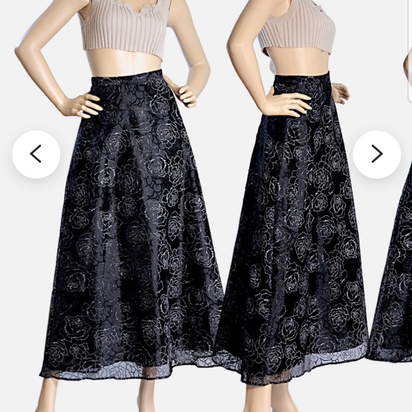 Cachet black and silver Rose's maxi skirt size 4 - Picture 2 of 8